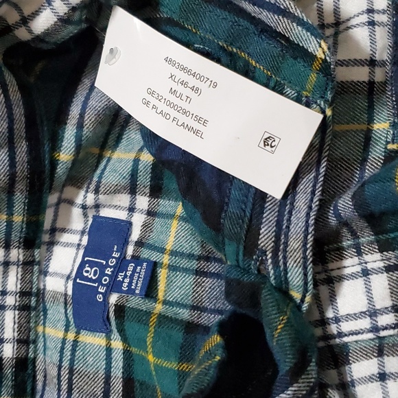 George men's Flannel Long sleeves Plaid shirt size XL NWT - Picture 5 of 5
